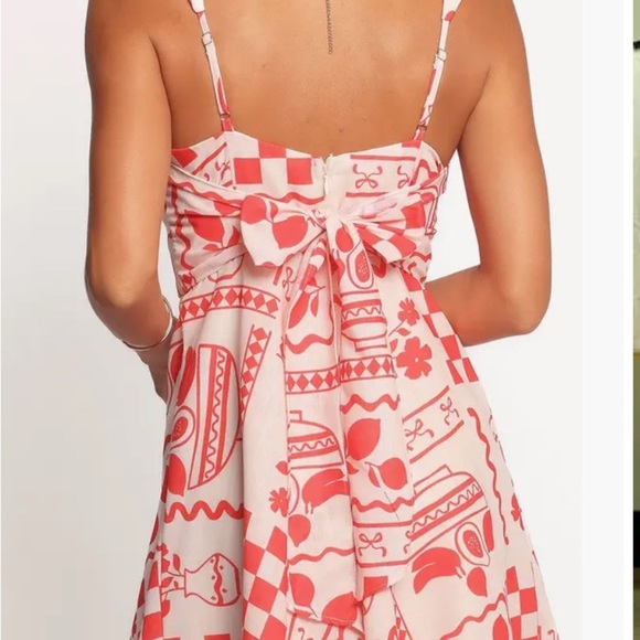 Petal & Pup Red and Cream Geometric Mini Dress - Picture 2 of 4